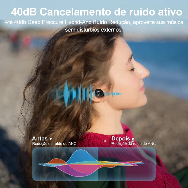 Fones QCY HT07 - Bluetooth 5.2 com Cancelamento de Ruído e 32h de Reprodução